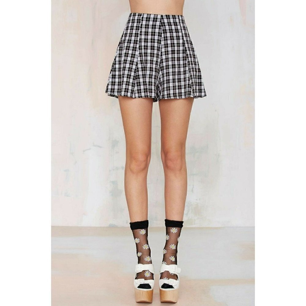 After Party Vintage Womens Black Plaids Flutter High Waisted Shorts Size S - Picture 5 of 12